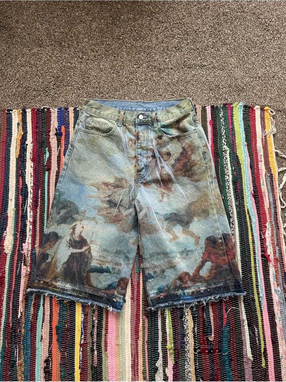 Mnml Printed Blue Artistic Jorts